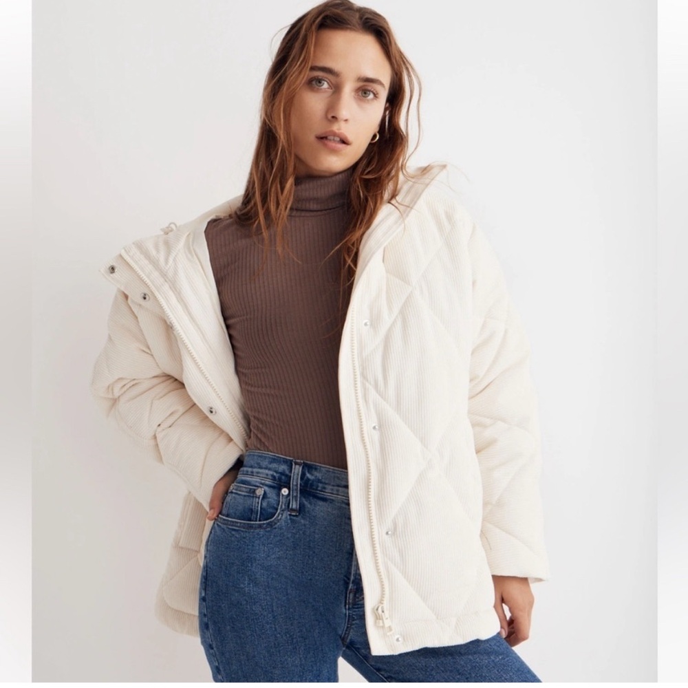 Madewell Off-White Quilted Puffer Jacket